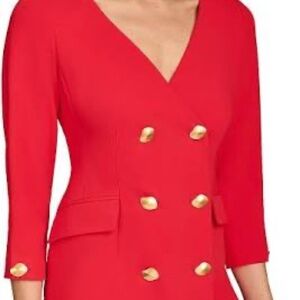 Donna Karan Ny 3/4 Sleeve Double Breasted Midi Blaze NWT Sz 10